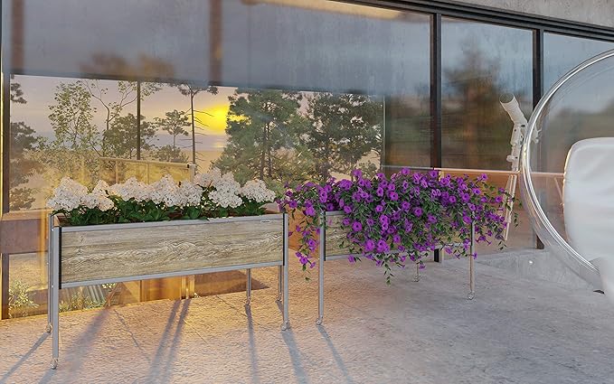 Foreman Raised Garden Bed with Legs- Outdoor Garden Box- Outdoor Planter- 36”Lx12”Wx25”H Elevated Planter Box for Backyard Patio Balcony, Amaretto