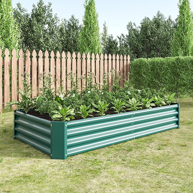 6x3x1ftft Raised Garden Bed, Outdoor Galvanized Raised Garden Beds, Metal Raised Beds for Gardening Vegetables Fruits and Flowers, Easy Assembly, 127 Gallon Capacity - Green