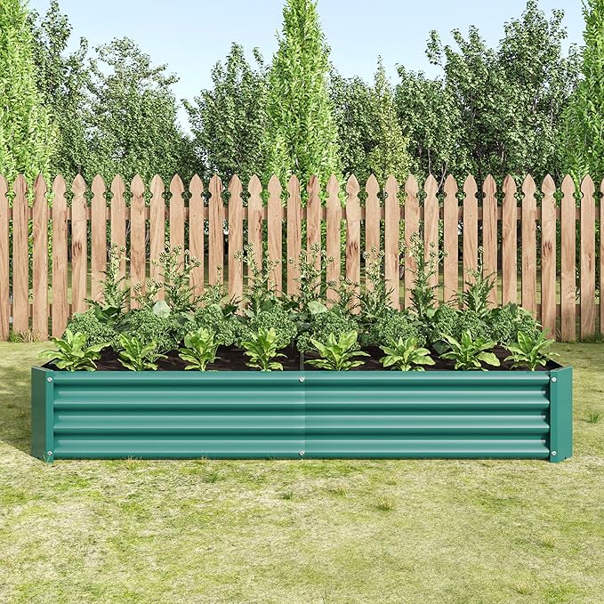 6x3x1ftft Raised Garden Bed, Outdoor Galvanized Raised Garden Beds, Metal Raised Beds for Gardening Vegetables Fruits and Flowers, Easy Assembly, 127 Gallon Capacity - Green