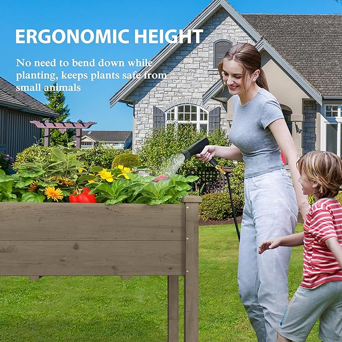 MUPATER 6'x1.8' Raised Garden Bed, Elevated Planter Box with 8 Drainage Holes, 6.8 Cubic Feet Potting Space, Wood Raised Garden Beds Outdoor with Six Legs for Garden, Patio and Greenhouse, Brown