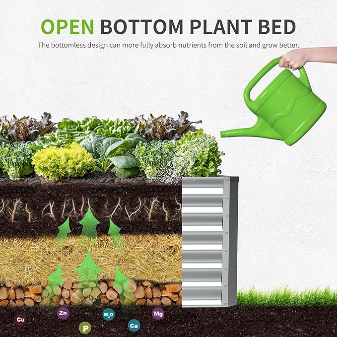 6X3X2ft (1 Pack) Galvanized Raised Garden Bed,Outdoor Courtyard Planter Box Metal Patio Kit Planting Bed for Vegetables Flowers Herb,The material is thickened and not prone to deformation or rust