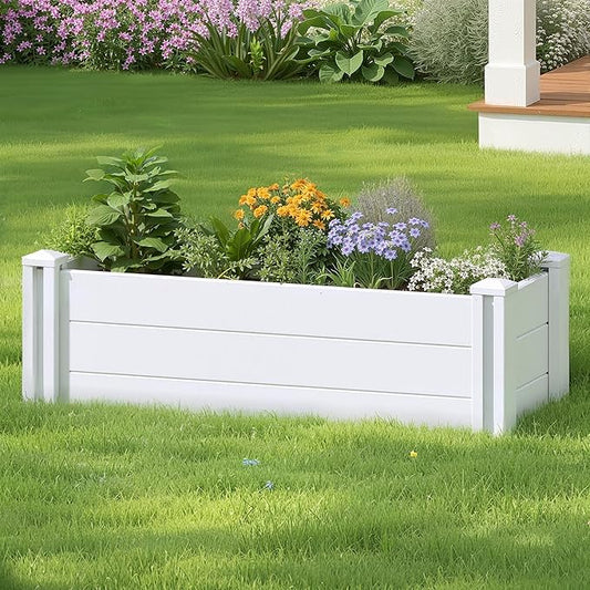 Casaphoria Raised Garden Bed, Plastic Planter Box with Open Bottom, 35.5" x 12" x 12" for Fruits, Vegetables, Herbs & Flowers, Perfect for Outdoor Gardening