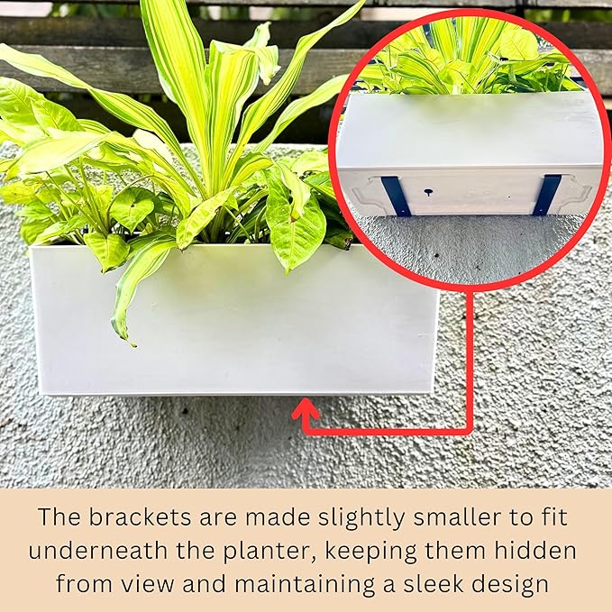 LaLaGreen Wall Hanging Planter Outdoor (20 Inch, 4 Pack) Wall Mounted Self Watering System Window Boxes with Bracket, White Rectangular Plant Pot Flower Box Container Indoor Modern Herb Kitchen Decor