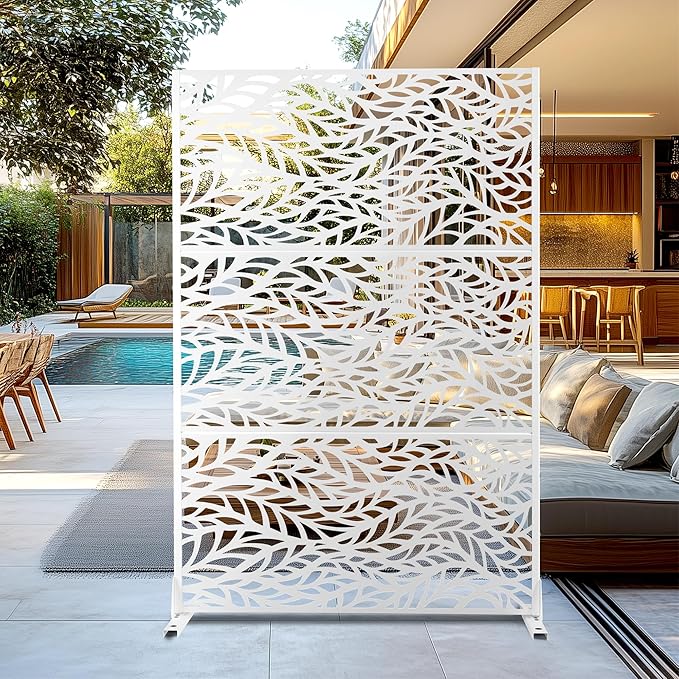 Outdoor Privacy Screen,72" H×47" W Metal Privacy Screen, Freestanding Privacy Fence Panels for Patio