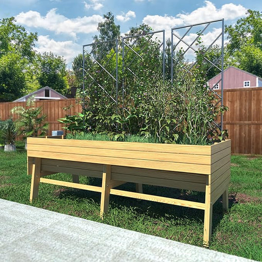 VEIKOU Raised Garden Bed 6 x 3 x 2FT, Raised Garden Beds Outdoor with 6 Legs, Detachable Liner, Garden Bed for Backyard, Patio, Balcony, 837lbs Capacity, Natural Wood