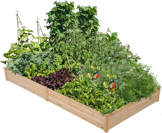 Yaheetech 8×4ft Wooden Horticulture Raised Garden Bed Divisible Elevated Planting Planter Box for Flowers/Vegetables/Herbs in Backyard/Patio Outdoor, Natural Wood, 93 x 48 x 10in