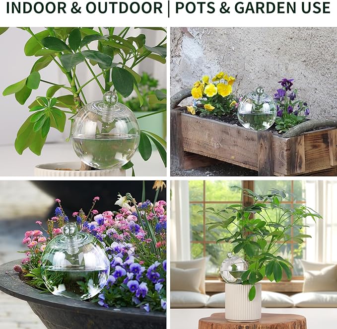 19 oz Extra Large Plant Self Watering Globes Top Fill, Plastic Water Bulbs, Slow Release Terracotta Self Watering Planter Insert, Plant Watering Devices System, Water Spikes Stakes, 2 Pack