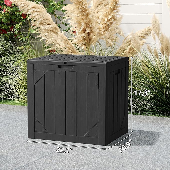 Yardgrace 31 Gallon Resin Deck Box Waterproof Outdoor Storage Box for Patio Furniture Pool Accessories Indoor Storage for Cushion Garden Tools, Black