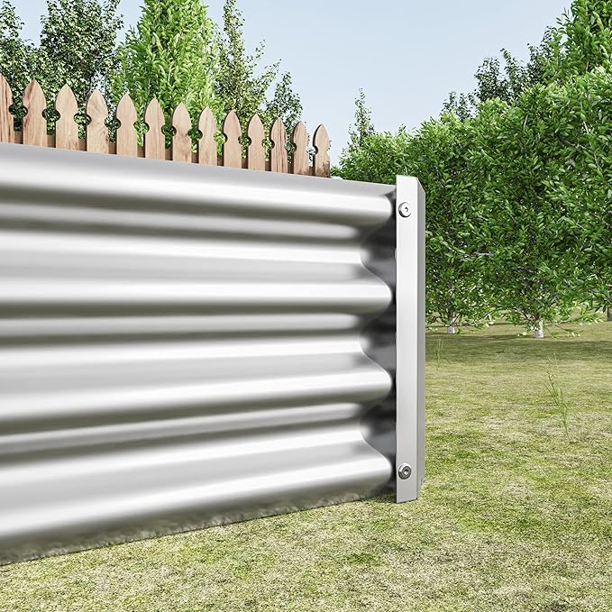 8x4x1ft Raised Garden Bed, Outdoor Galvanized Raised Garden Beds, Metal Raised Beds for Gardening Vegetables Fruits and Flowers, Easy Assembly, 202 Gallon Capacity - Silver