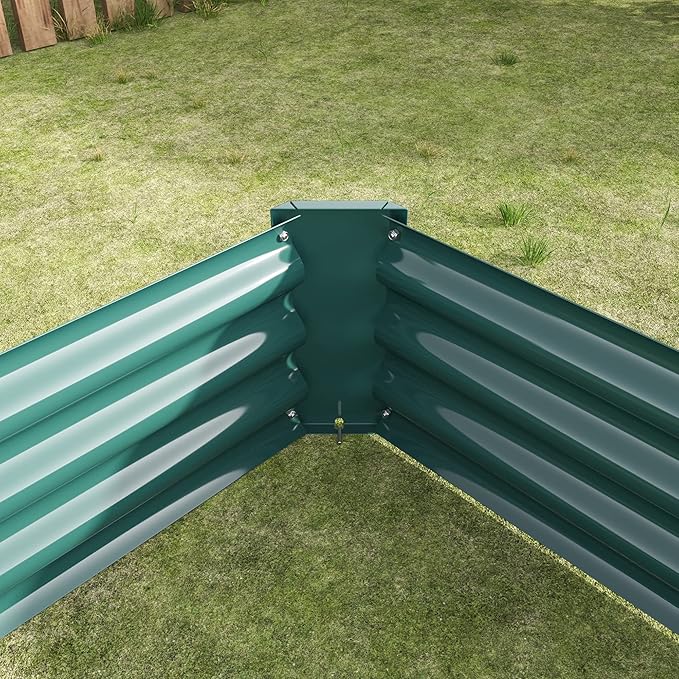 8x4x1ft Raised Garden Bed, Outdoor Galvanized Raised Garden Beds, Metal Raised Beds for Gardening Vegetables Fruits and Flowers, Easy Assembly, 202 Gallon Capacity - Green