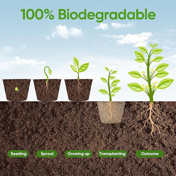 60 Pack 4 inch Peat Pots for Seeding with 60Pcs Plant Labels, Biodegradable Seed Starter Pots with Drainage Holes, Garden Germination Nursery Pots