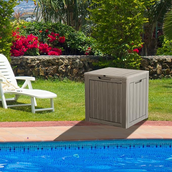 Yardgrace 29 Gallon Resin Deck Box Waterproof Outdoor Storage Box for Patio Furniture Pool Accessories Indoor Storage for Cushion Garden Tools, Gray