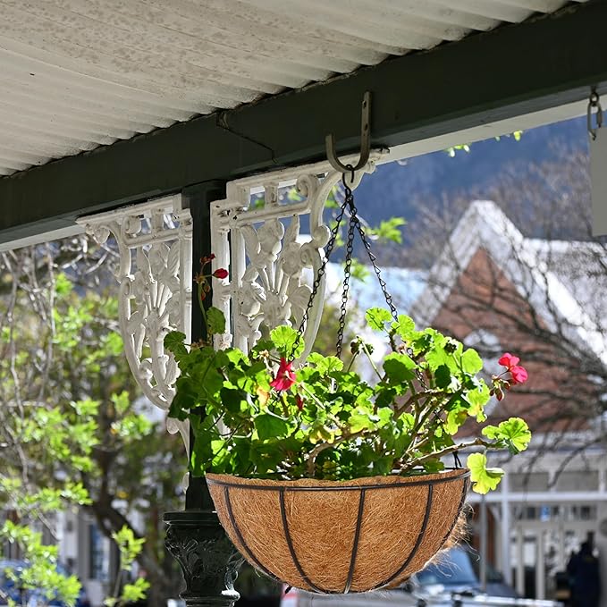 Orgrimmar 2 Pack 14" Metal Hanging Planter Basket with Coco Coir Liner, Small Round Wire Plant Holder with Chain for Hanging Plant and Flower