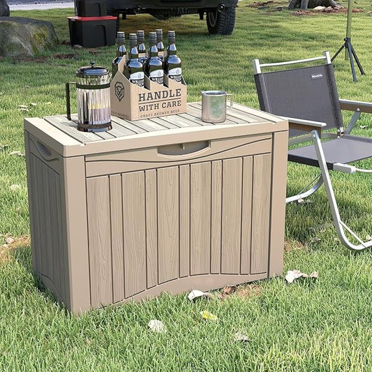 Yardgrace 52 Gallon Resin Deck Box Waterproof Outdoor Storage Box for Patio Furniture Pool Accessories Indoor Storage for Cushion Garden Tools, Gray