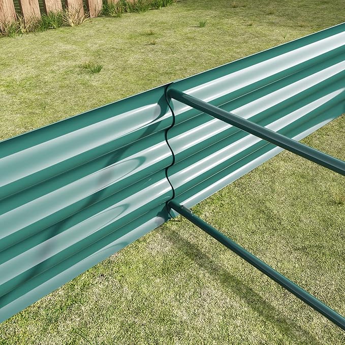 8x4x1ft Raised Garden Bed, Outdoor Galvanized Raised Garden Beds, Metal Raised Beds for Gardening Vegetables Fruits and Flowers, Easy Assembly, 202 Gallon Capacity - Green