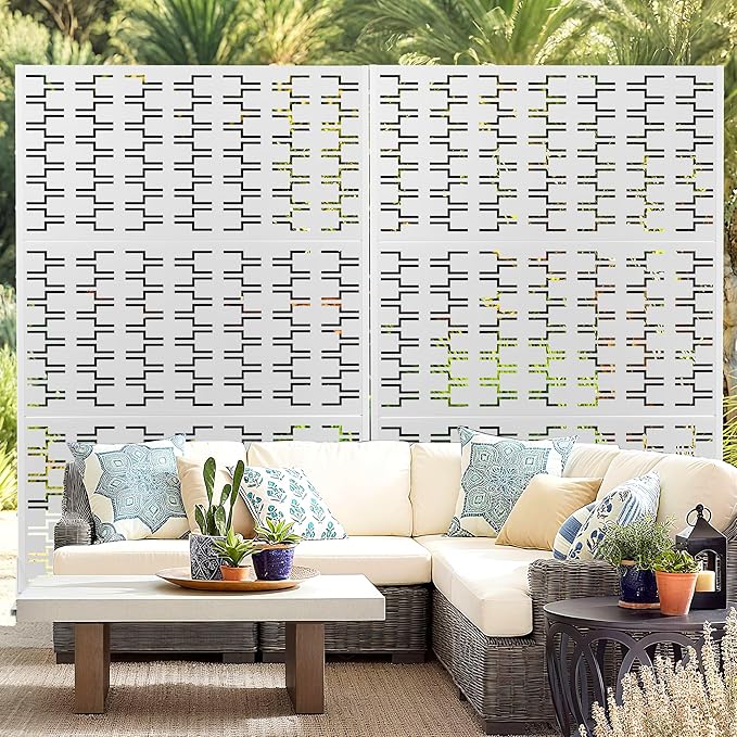 Outdoor Privacy Screen,72" H×47" W Metal Privacy Screen, Freestanding Privacy Fence Panels for Patio