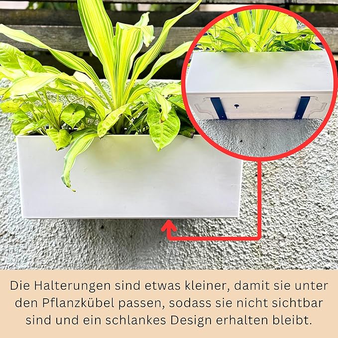 LaLaGreen Wall Planter for Outdoor (2 Pack, 20 Inch) White Self Watering Rectangular Window Boxes Planters to Attach to House with Bracket, Country Vertical Plant Wall Holder Indoor Garden Minimalist