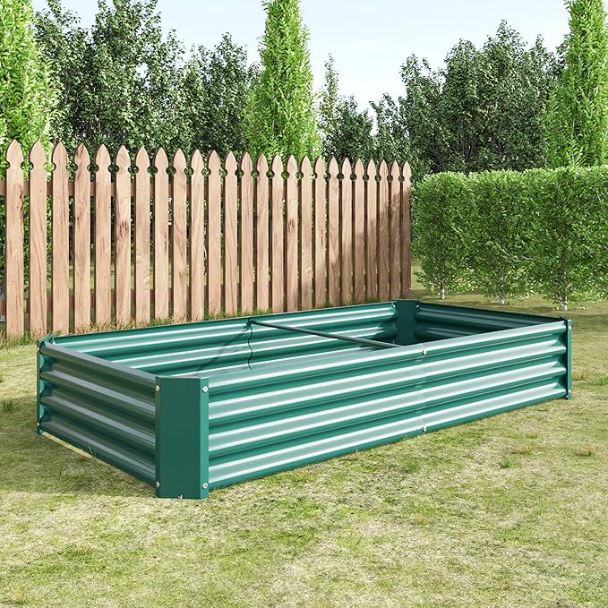 6x3x1ftft Raised Garden Bed, Outdoor Galvanized Raised Garden Beds, Metal Raised Beds for Gardening Vegetables Fruits and Flowers, Easy Assembly, 127 Gallon Capacity - Green