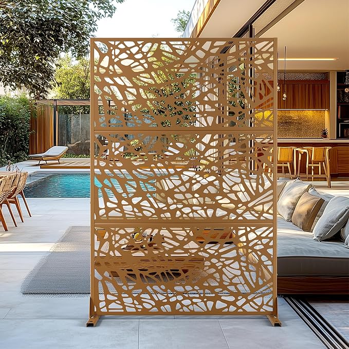 Outdoor Privacy Screen,72" H×47" W Metal Privacy Screen, Freestanding Privacy Fence Panels for Patio