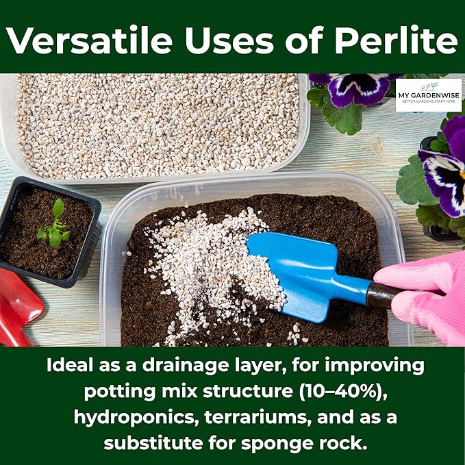 Perlite for Plants, Coarse and Chunky Horticultural Perlite, Organic Perlite for Gardening Indoor & Outdoor, Perlite Bulk Bag, Made in USA (3 quarts)