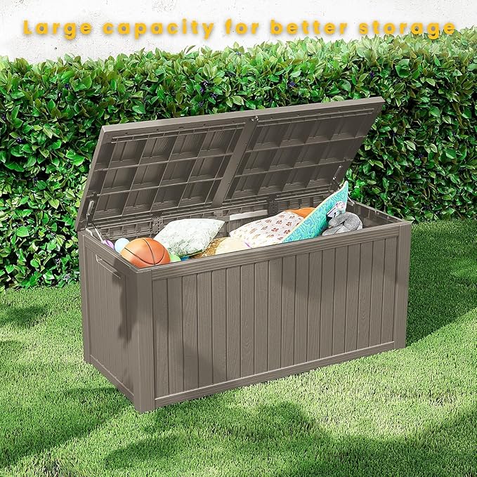 200GAL Deck Box -Grey，Waterproof Outdoor Storage Binfor Patio Furniture，Garden Patio Furniture， Outdoor