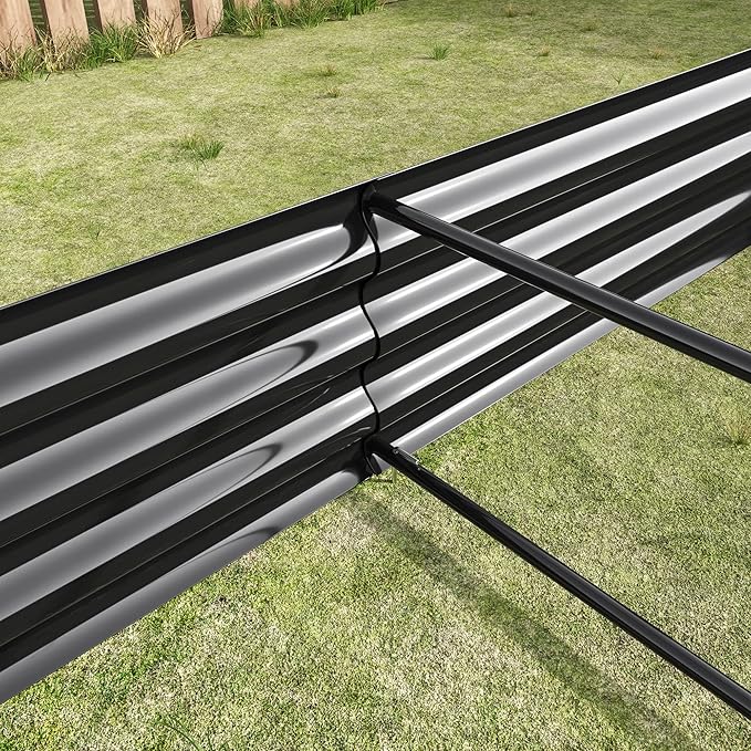 8x4x1ft Raised Garden Bed, Outdoor Galvanized Raised Garden Beds, Metal Raised Beds for Gardening Vegetables Fruits and Flowers, Easy Assembly, 202 Gallon Capacity - Black