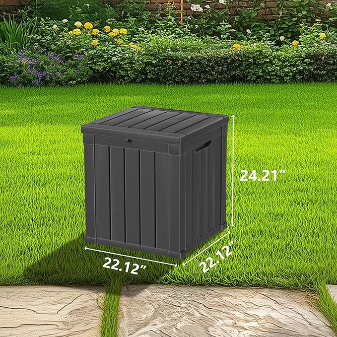 50GAL Deck Box Black,Waterproof Resin Outdoor Storage Box，Garden，Pool Supplies，Patio Furniture