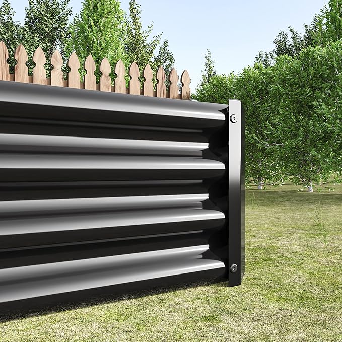 8x4x1ft Raised Garden Bed, Outdoor Galvanized Raised Garden Beds, Metal Raised Beds for Gardening Vegetables Fruits and Flowers, Easy Assembly, 202 Gallon Capacity - Black