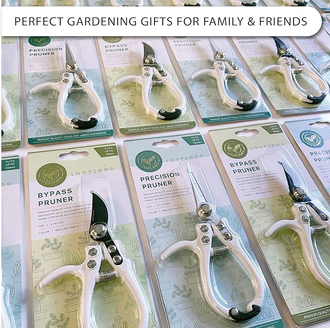 LOOPSEED Bypass Pruning Shears Hand Pruner Garden Trimming Scissors Plant Trimmers Herb Snips Flower Clippers Ergonomic Handle Modern Garden Tools (Classic Cream)