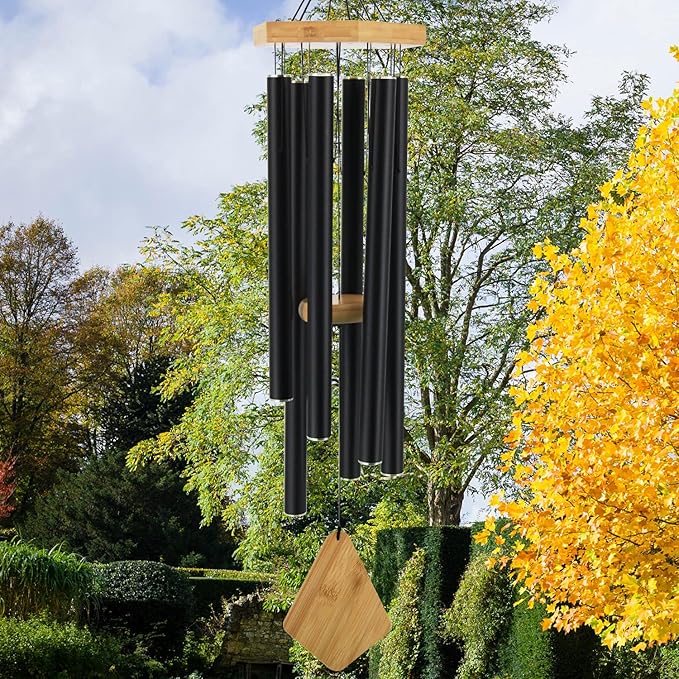 Howarmer Wind Chimes Outdoor Large Deep Tone, 36 Inches Sympathy WindChimes Outdoor Memorial Windchime for Mom/Housewarming/Christmas, Black Wind Chime for Outside Garden, Patio, Home Decor