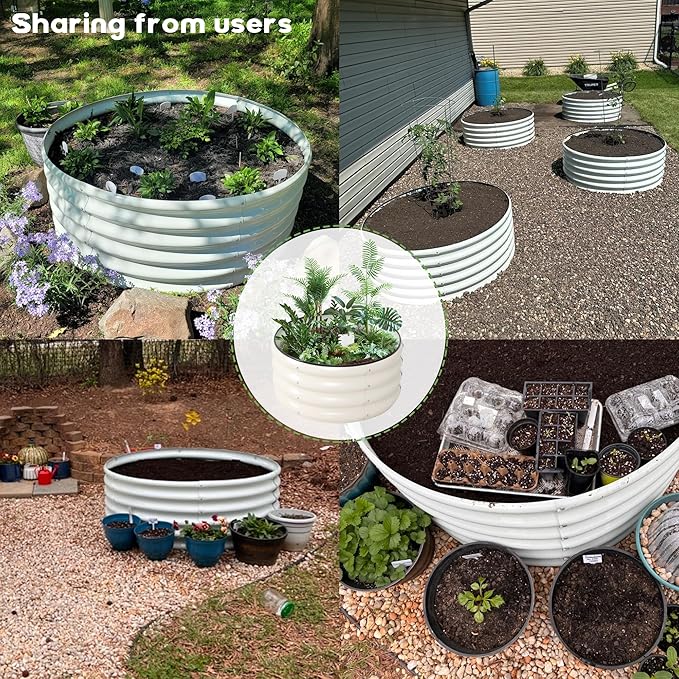 Galvanized Raised Garden Bed Kit Outdoor Metal Garden Planter Box for Backyard Gardening, Planting Vegetables, and Patio (Dia23.6"x11.8")