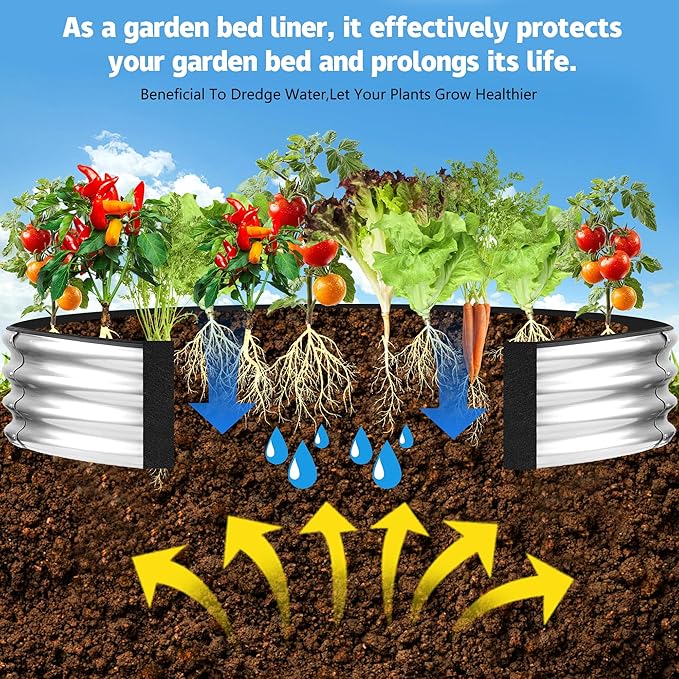 2 Sets 4 x 2 x 1 ft Raised Garden Bed Liner Bag, Breathable Grow Bed Fabric Liners with Clips and Gloves, Garden Box Non Woven Bag for Outdoor Plants Growth Keep Soil Isolation (Oval)