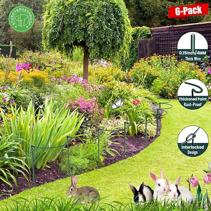 WooWellGoGoGo Half Round Snake Plant Support Stakes, Plant Ring for Peonies, Hydrangeas, ZZ, and More - Sturdy, Rust-Proof Plant Support Cages for Indoor and Outdoor Potted Plants (6 Pack, 14x8Inch)
