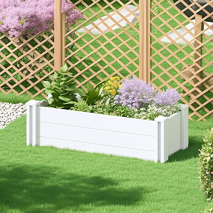 Casaphoria Raised Garden Bed, Plastic Planter Box with Open Bottom, 35.5" x 12" x 12" for Fruits, Vegetables, Herbs & Flowers, Perfect for Outdoor Gardening