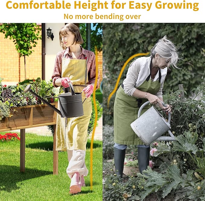 DWVO 48x18x30in Raised Garden Bed Kit, Poly Wood Planter Box Stand,Weather Resistant Planter Box with Legs, Elevated Garden Bed for Backyard, Patio, Balcony, Brown