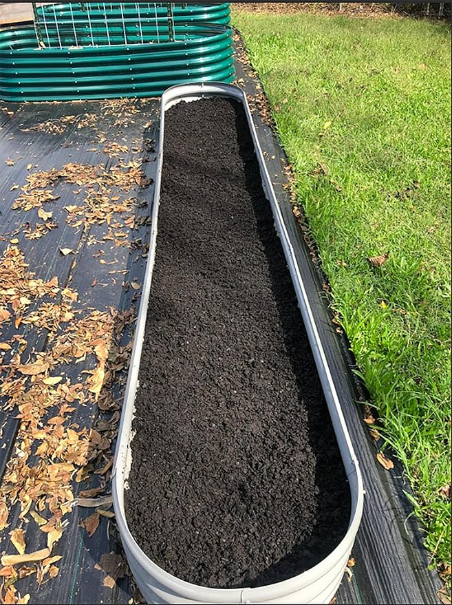 1 Pack 12x2x1FT Galvanized Raised Garden Bed Kit Oval Metal Ground Planter Box Outdoor Bottomless Planter Raised Beds for Vegetables Flowers Herbs Fruits, Gray