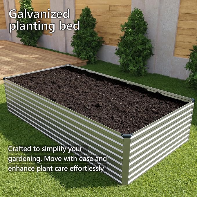 12x2x2FT Galvanized Raised Garden Bed Kit,Vegetable Plant Boxes-Rectangle Metal Flower Box,Large Planter Raised Beds Outdoor Garden for Planting,Fruit,Herb-Silver