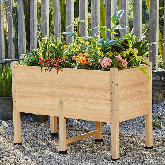 SPECRAFT 4x2 Ft Raised Garden Bed - Features Legs, Drainage Holes, Ideal for Vegetables, Flowers, Elevated Wood Planter Box for Balcony, Patio, Backyard, Easy Assembly Fir Wood