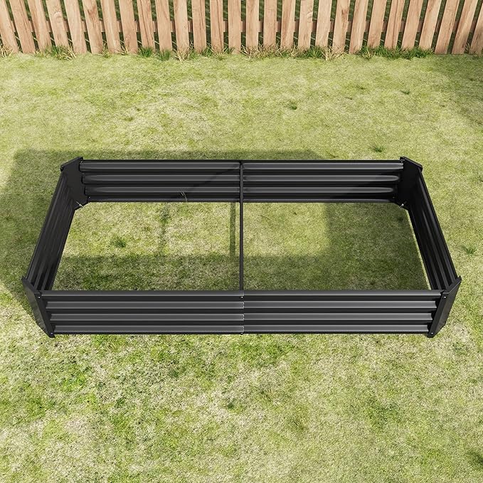 6x3x1ft Raised Garden Bed, Outdoor Galvanized Raised Garden Beds, Metal Raised Beds for Gardening Vegetables Fruits and Flowers, Easy Assembly, 127 Gallon Capacity - Black