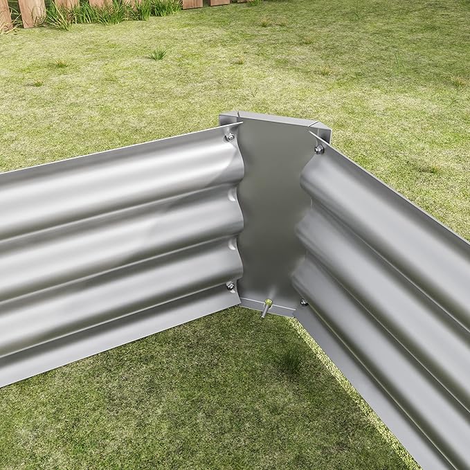 6x3x1ft Raised Garden Bed, Outdoor Galvanized Raised Garden Beds, Metal Raised Beds for Gardening Vegetables Fruits and Flowers, Easy Assembly, 127 Gallon Capacity - Silver