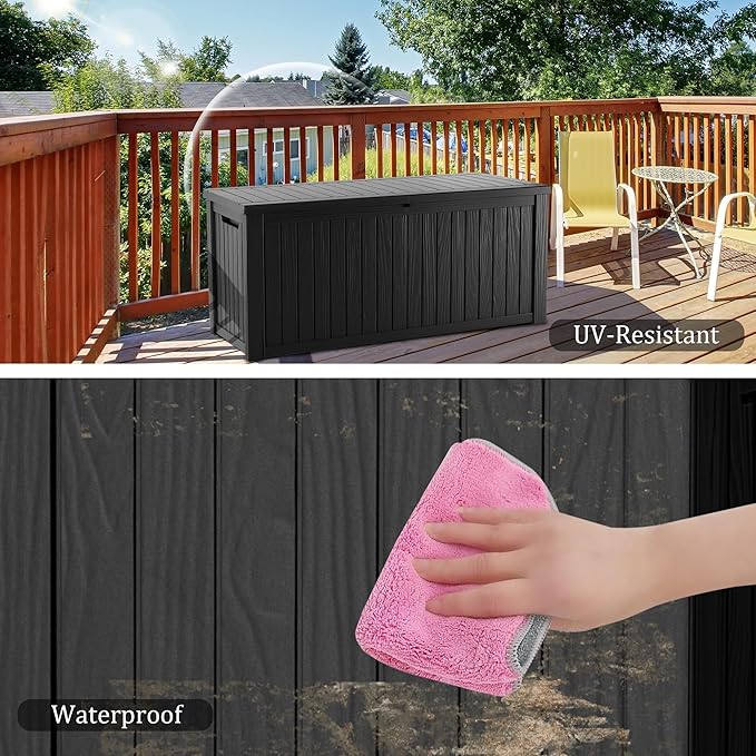 270GAL Deck Box - Black ，Large Capacity，UV-Resistant ，Deck Box，Patio，Yard，Garden Storage