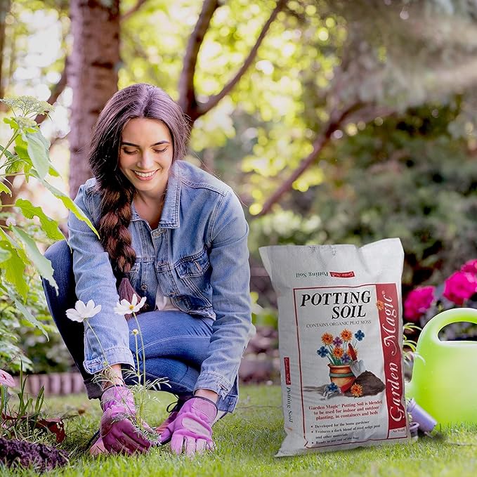 Michigan Peat 20 Pound Bag of Garden Magic General Purpose Moisture Retaining Potting Soil Mix for Indoor and Outdoor Planting, 120 Pack