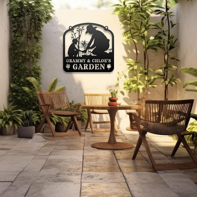 Personalized Family Garden Metal Sign, Custom Gift for Parents, Grandparents,Garden Decor