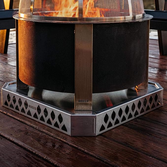Breeo Base X24 (25.6 Inch) - Fire Pit Mat for Deck Protection - Multi Surface Safe - Superior Heat Protection and Airflow - Stainless Steel Fire Pit Accessory for Outside & Outdoor Surfaces - USA Made