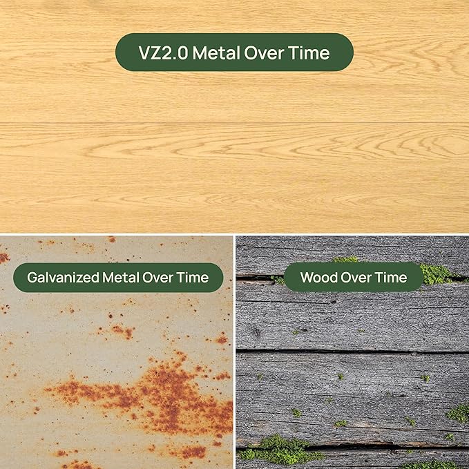Vego garden Woodgrain Series Raised Garden Bed, 16" Tall Wooden-Look 8' x 8' L-Shaped Metal Planter Box Outdoor for Vegetables, Flowers, Herbs