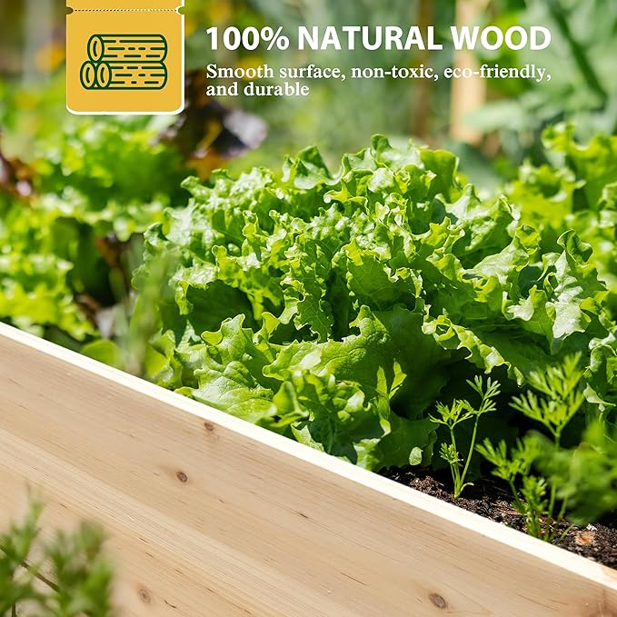 BlueWish Outdoor Wooden Garden Bed, Raised Garden Bed with Bottomless, Divisible Planter Boxes for Gardening, Vegetable, Flower, 95''L x 49''H x 11''W