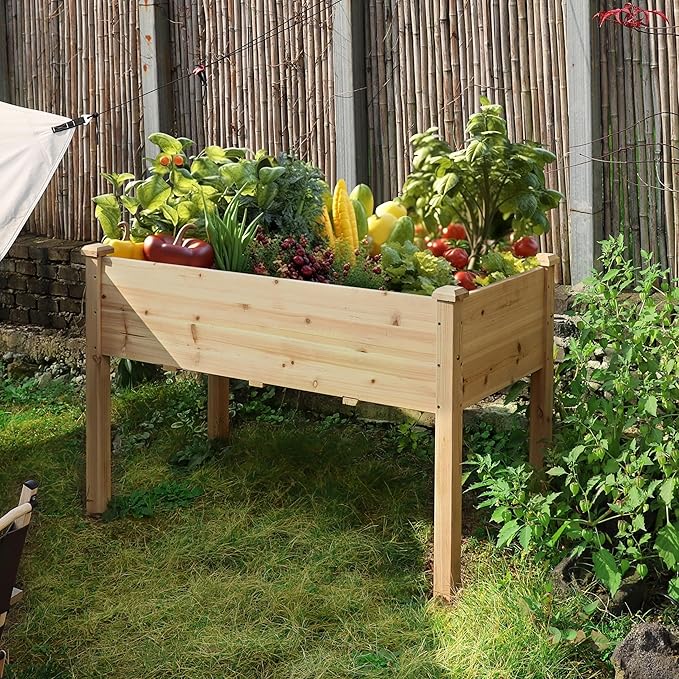 BlueWish 47"W x 23"D x 30"H Raised Garden Bed, Cedar Garden Bed with Detachable Black Liner, Drainage Holes, Raised Garden Beds Outdoor 220 lbs Capacity, Raised Beds for Gardening, Vegetable, Flower