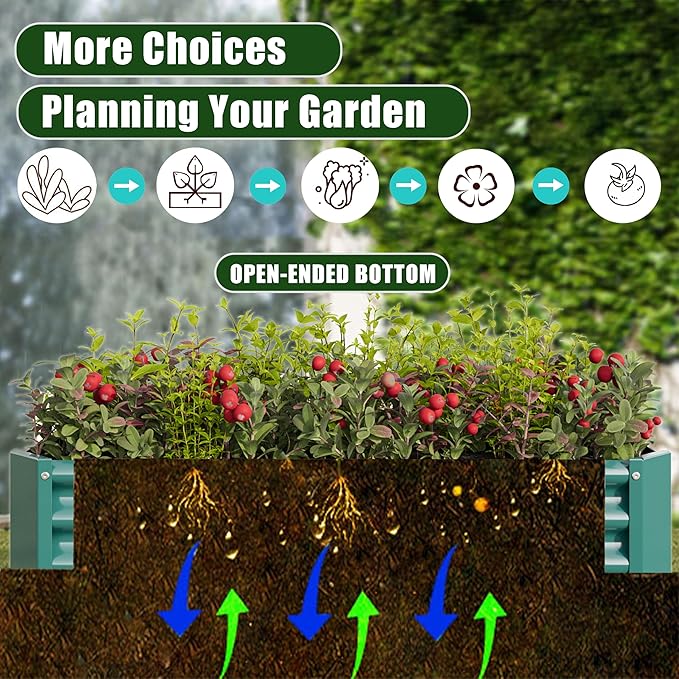 4x2x1ft Raised Garden Bed, Outdoor Galvanized Raised Garden Beds, Metal Raised Beds for Gardening Vegetables Fruits and Flowers, Easy Assembly, 52 Gallon Capacity - Green