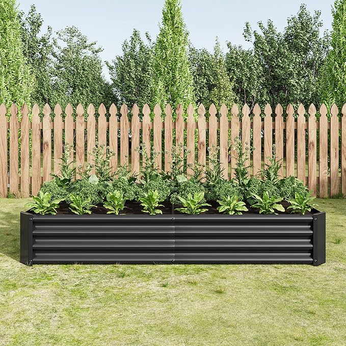 6x3x1ft Raised Garden Bed, Outdoor Galvanized Raised Garden Beds, Metal Raised Beds for Gardening Vegetables Fruits and Flowers, Easy Assembly, 127 Gallon Capacity - Black