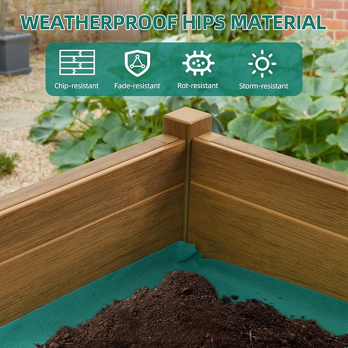 YITAHOME Elevated Garden Bed Raised Garden Bed with Legs & Drainage Hole Weatherproof Elevated Planter Box Patio Planters for Herbs Vegetables Flowers Plant Bed for Garden Balcony Backyard, Teak